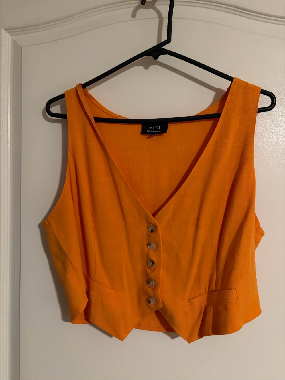 VICI Bright Orange Button-Front Wrap-Style Camisole
